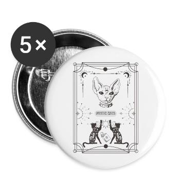 TAROT CHATS MYSTIQUES - Lot de 5 grands badges (56 mm) - blanc - Devant
