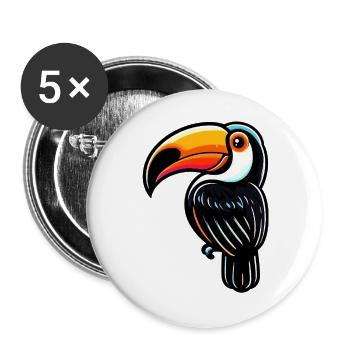 Toucan - Lot de 5 grands badges (56 mm) - blanc - Devant