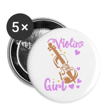 Geige Geigenspielerin - Buttons groß 56 mm (5er Pack) - Weiß - Vorne