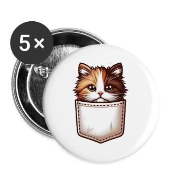 Pocket Whiskers: Cat Cuteness Everywhere! - Buttons large 2.2''/56 mm (5-pack) - white - Front