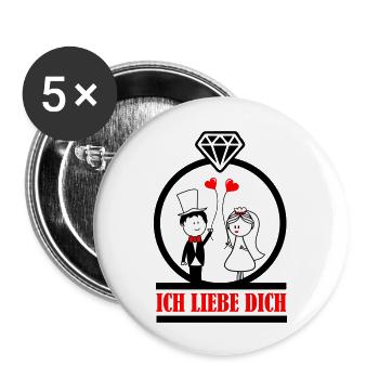 ich liebe dich 002 - Buttons groß 56 mm (5er Pack) - Weiß - Vorne