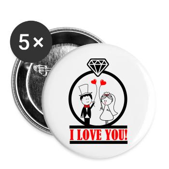 i love you 2 - Buttons large 2.2''/56 mm (5-pack) - white - Front