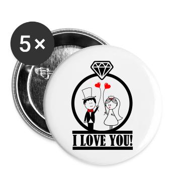 love you 1 - Buttons large 2.2''/56 mm (5-pack) - white - Front
