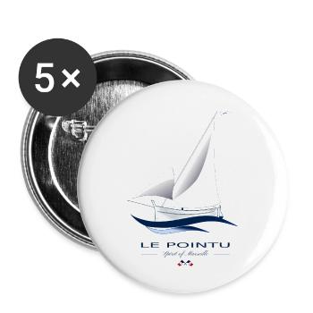 Traditionelles Boot "Le Pointu" - Buttons groß 56 mm (5er Pack) - Weiß - Vorne