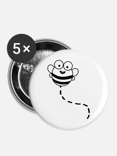 lustige biene 01 - Buttons groß 56 mm (5er Pack) - Weiß