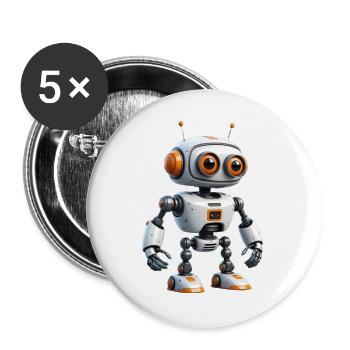 Kleiner Robo-Entdecker - Buttons groß 56 mm (5er Pack) - Weiß - Vorne