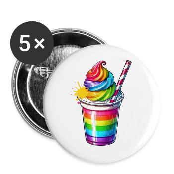 Plaisir des sens :Tasse Milkshake arc-en-ciel - Lot de 5 grands badges (56 mm) - blanc - Devant
