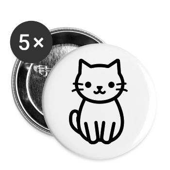 Katze - Buttons groß 56 mm (5er Pack) - Weiß - Vorne