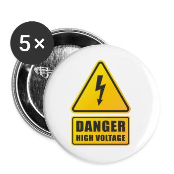 High Voltage Warning Sign - Buttons large 2.2''/56 mm (5-pack) - white - Front