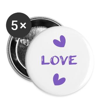 LIEBE. PAAR. GERADE VERHEIRATET. Junggesellinnenabschied. VALENTINSTAG. - Buttons groß 56 mm (5er Pack) - Weiß - Vorne