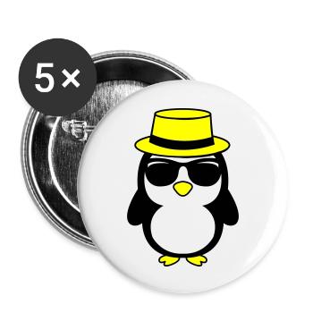 cool pinguin 02 - Buttons groß 56 mm (5er Pack) - Weiß - Vorne