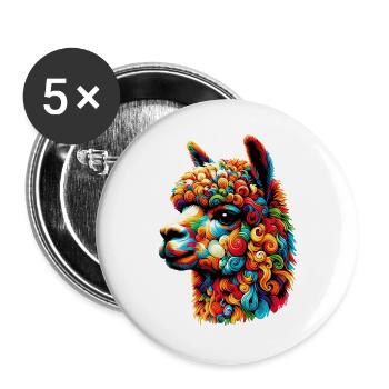 Alpaka - Buttons groß 56 mm (5er Pack) - Weiß - Vorne