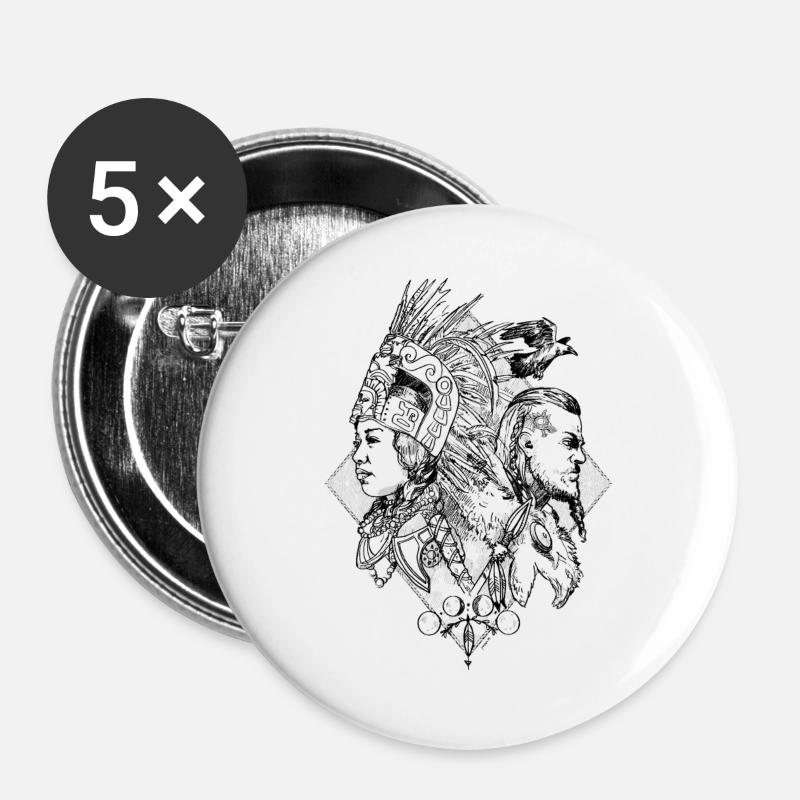 Time Warriors - Buttons large 2.2''/56 mm (5-pack) - white