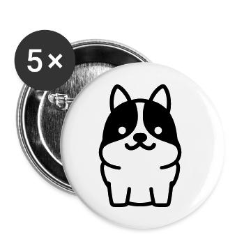 Hund - Buttons groß 56 mm (5er Pack) - Weiß - Vorne