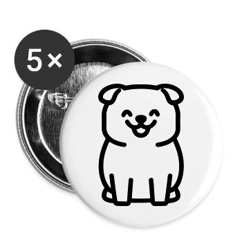 Hund - Buttons groß 56 mm (5er Pack) - Weiß - Vorne
