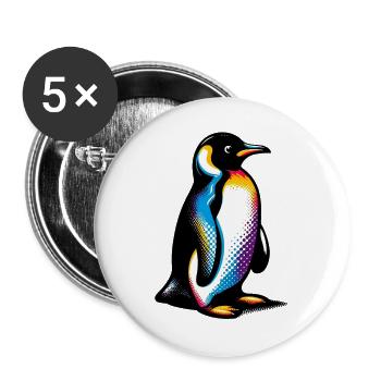 Pingouin - Lot de 5 grands badges (56 mm) - blanc - Devant
