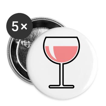 Roséweinglas Rund Zu (Roséwein / Wein / 2C) - Buttons groß 56 mm (5er Pack) - Weiß - Vorne