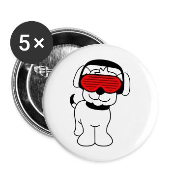 Cool Cute DJ Dog Pet Puppy Party Music - Buttons large 2.2''/56 mm (5-pack) - white - Front