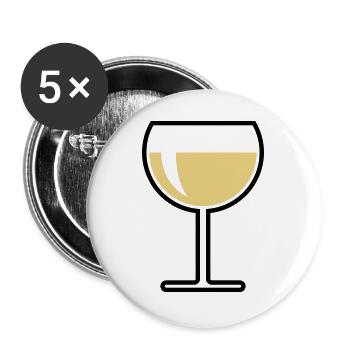 Weißweinglas Rund Zu (Weißwein / Wein / 2C) - Buttons groß 56 mm (5er Pack) - Weiß - Vorne