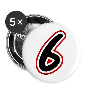 6 Zahl symbol - Buttons groß 56 mm (5er Pack) - Weiß - Vorne
