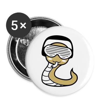 Mignon DJ serpent casque fête club musique Fun - Lot de 5 grands badges (56 mm) - blanc - Devant