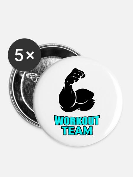 workout team 02 - Buttons groß 56 mm (5er Pack) - Weiß