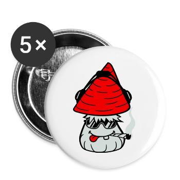 Drôle DJ Party Champignon Musique Club Fun - Lot de 5 grands badges (56 mm) - blanc - Devant