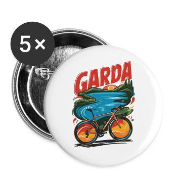 Garda Lake Scenic Bicycle Design - Buttons large 2.2''/56 mm (5-pack) - white - Front