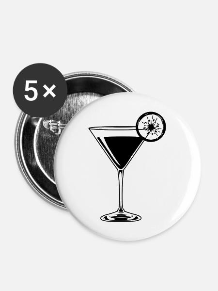 cocktail - Buttons groß 56 mm (5er Pack) - Weiß