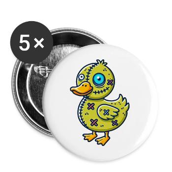 Halloween canard zombie monstre dessin animé - Lot de 5 grands badges (56 mm) - blanc - Devant