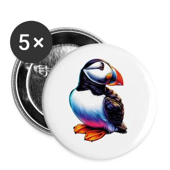 Papageitaucher - Buttons groß 56 mm (5er Pack) - Weiß - Vorne