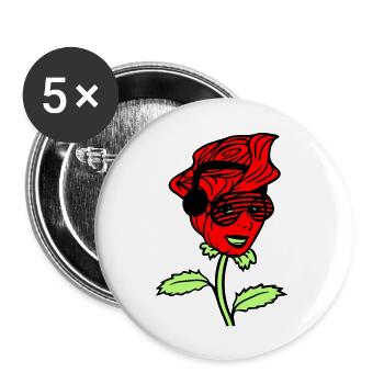 Woman DJ Rose Flower Pretty Female Face - Buttons large 2.2''/56 mm (5-pack) - white - Front