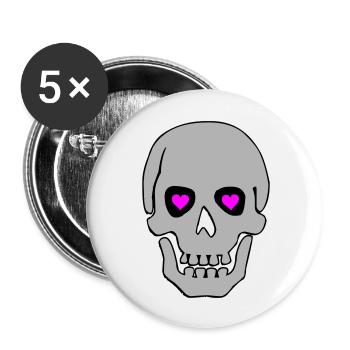 skull in love 02 - Buttons large 2.2''/56 mm (5-pack) - white - Front