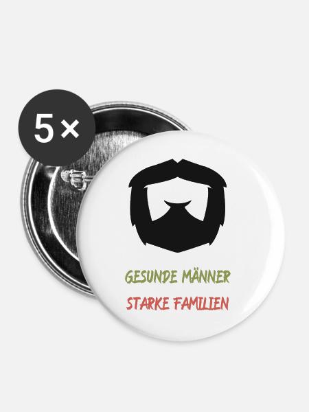 Gesunde Männer, Starke Familien - Buttons groß 56 mm (5er Pack) - Weiß