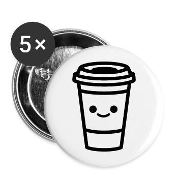 Kaffeebecher - Buttons groß 56 mm (5er Pack) - Weiß - Vorne