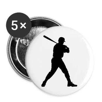 Baseball Sport Silhouette - Buttons large 2.2''/56 mm (5-pack) - white - Front