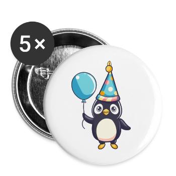 Penguin Birthday Baby - Buttons large 2.2''/56 mm (5-pack) - white - Front