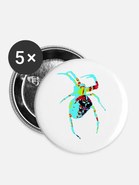 Spinne in Neonfarben - Buttons groß 56 mm (5er Pack) - Weiß