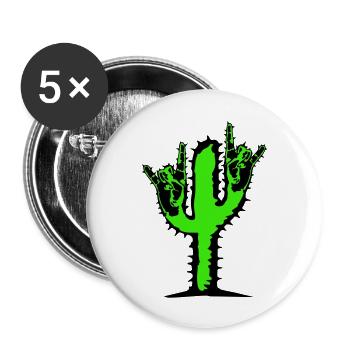 Kaktus Pflanze Heavy Metal Hard Rock Fun Handgeste - Buttons groß 56 mm (5er Pack) - Weiß - Vorne