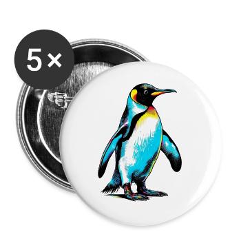 Pinguin - Buttons groß 56 mm (5er Pack) - Weiß - Vorne