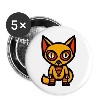 Renard Halloween Bande Dessinée Drôle - Lot de 5 grands badges (56 mm) - blanc - Devant