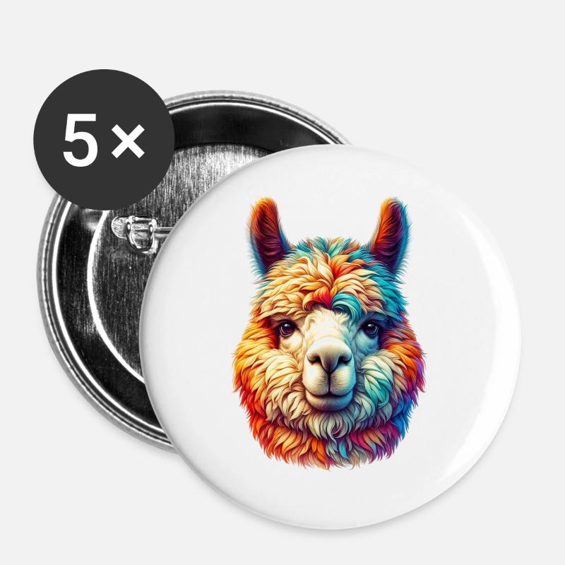 Alpaka - Buttons groß 56 mm (5er Pack) - Weiß