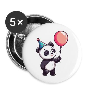 Panda Geburtstag Comic - Buttons groß 56 mm (5er Pack) - Weiß - Vorne