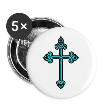 Cross Sign Faith - Buttons large 2.2''/56 mm (5-pack) - white - Front