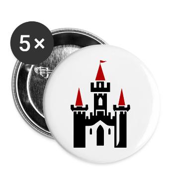 Schloss Symbol Burg Ritterburg - Buttons groß 56 mm (5er Pack) - Weiß - Vorne