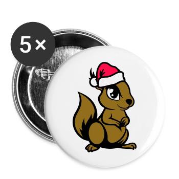 Écureuil Bande dessinée Animal Noël - Lot de 5 grands badges (56 mm) - blanc - Devant