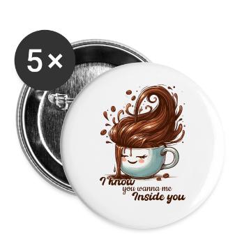 Tasse à café Cadeau drôle - Lot de 5 grands badges (56 mm) - blanc - Devant