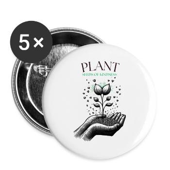 Samen der Güte pflanzen - Buttons groß 56 mm (5er Pack) - Weiß - Vorne