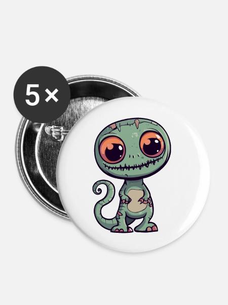 Chameleon Halloween Comic Lustig - Buttons groß 56 mm (5er Pack) - Weiß