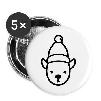 renne de noel - Lot de 5 grands badges (56 mm) - blanc - Devant
